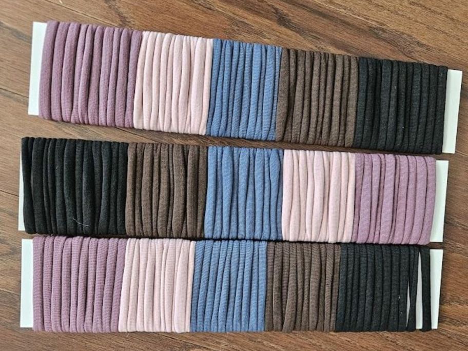 three rows of natural color hair elastics