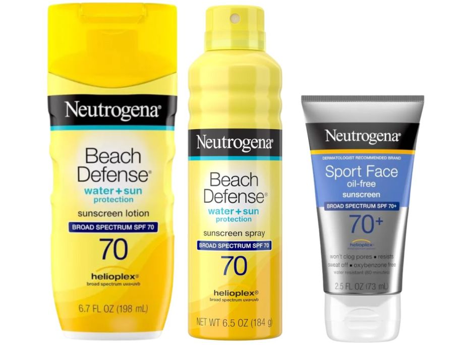 3 bottles of Neutrogena sunscreen