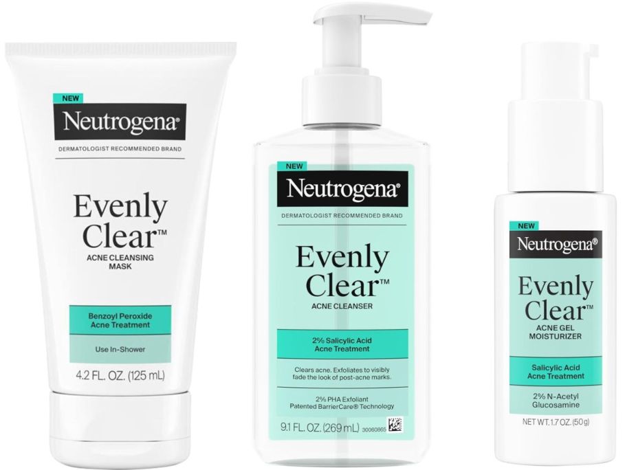 Stock images of 3 Neutrogena Evenly Clear Skincare