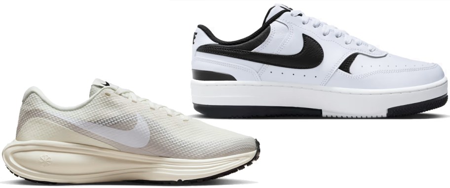 white nike running shoe and sneaker
