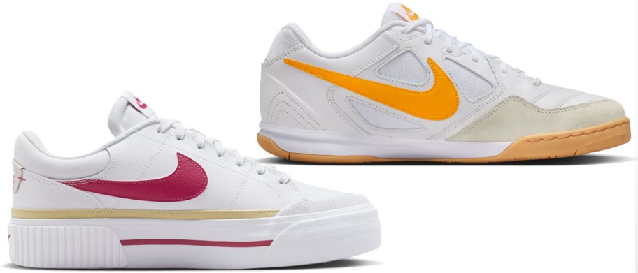 two white nike sneakers