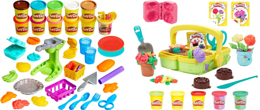 play-doh farmers market and flower garden sets