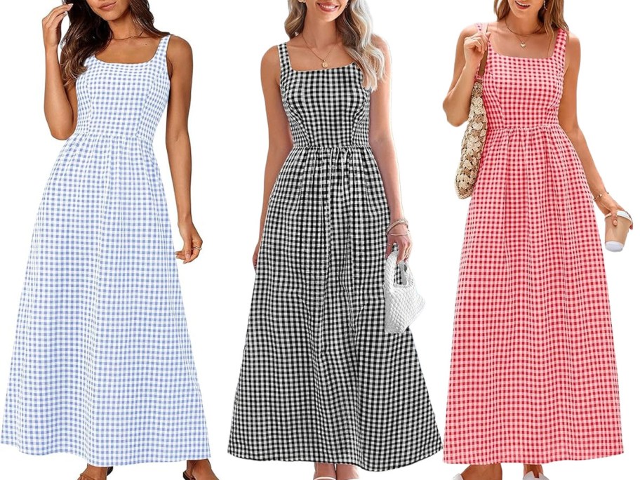 Pretty Garden Gingham Maxi Dress