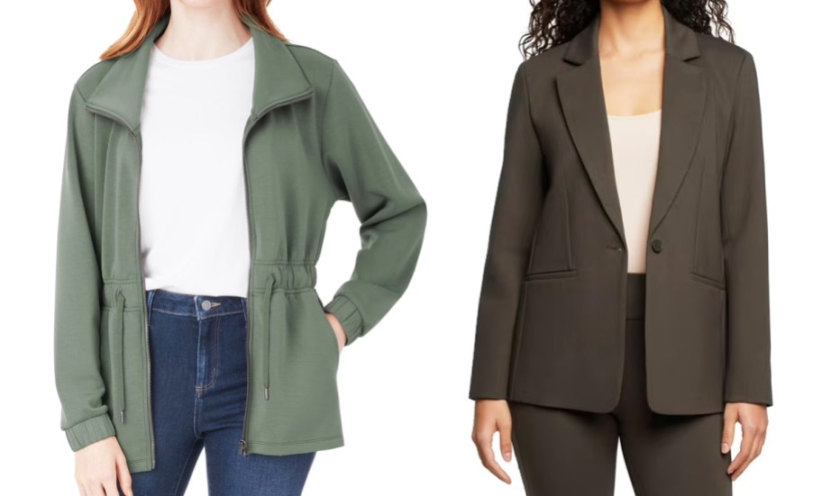 two women in green jackets