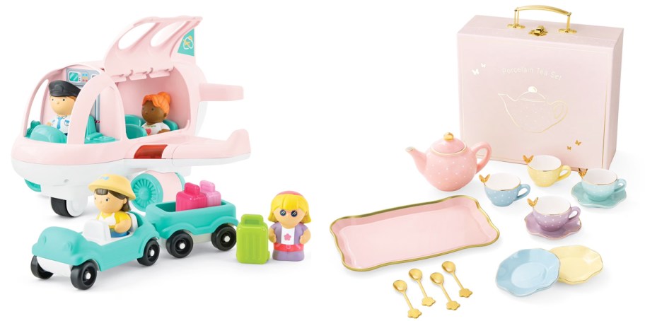 airplane and tea set playsets