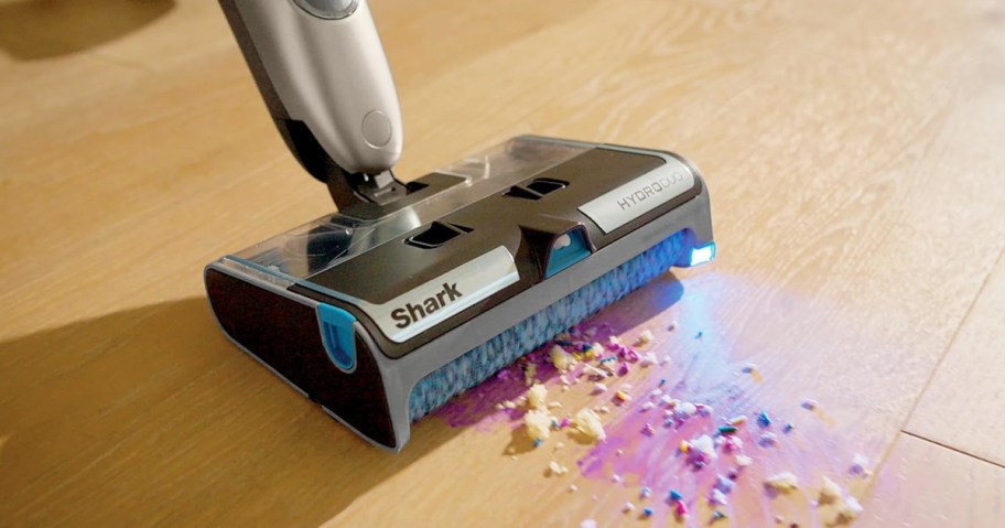 Shark HydroDuo Vacuum Mop cleaning up mess on floor