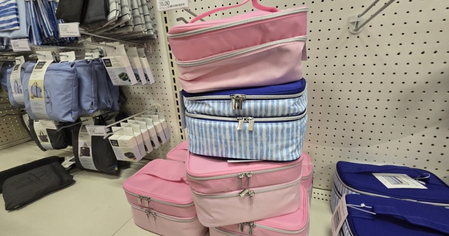 Skinnydip Makeup Bag & Cosmetic Case in Blue and Pink