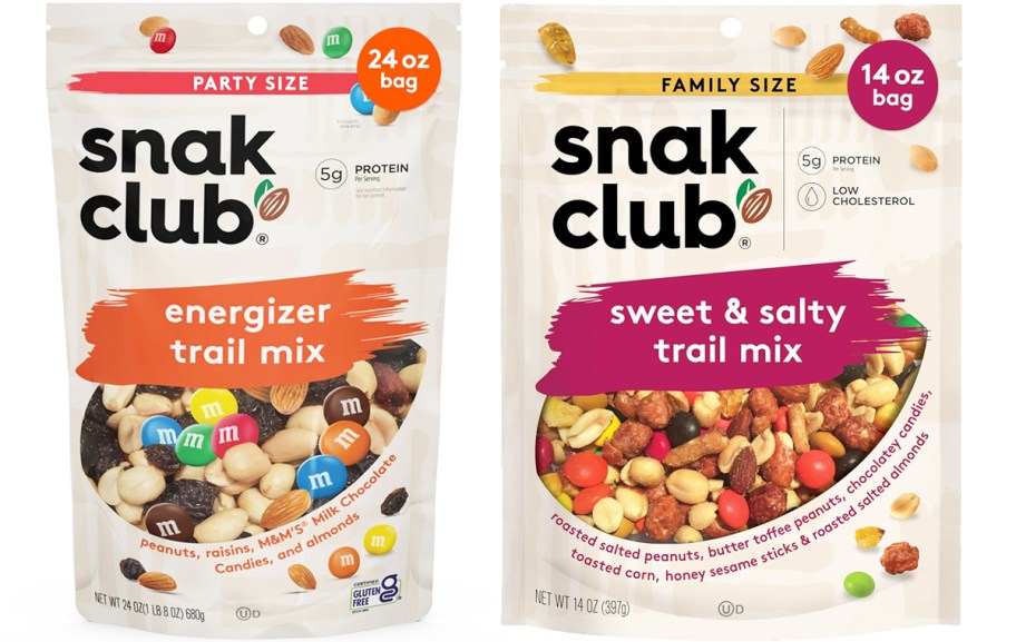 two bags of Snak Club trail mix