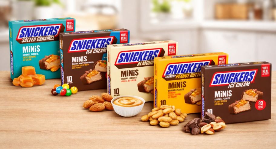 display of snickers mini ice creams on display on top of the table