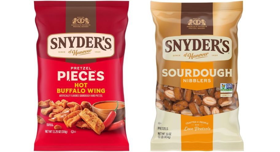 stock image of snyders pretzels in different flavors