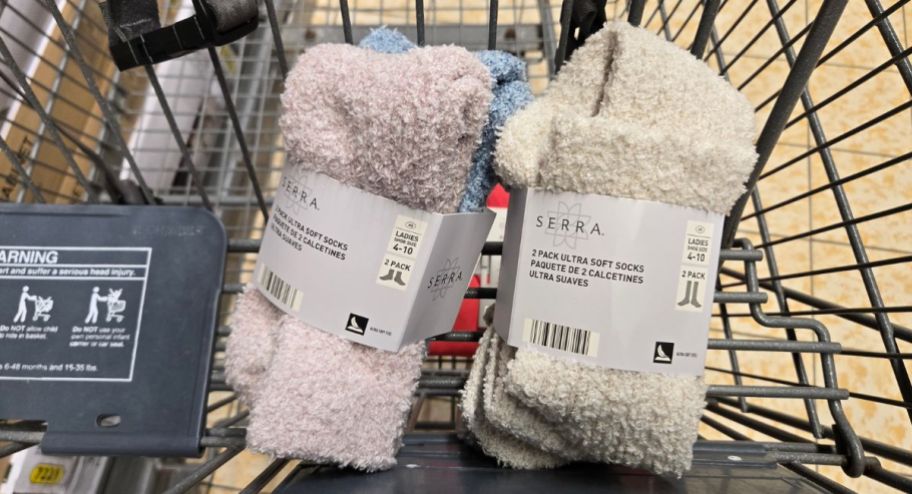 two pack of socks inside of shopping cart