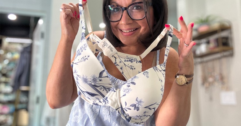 Soma Bra being held by smiling woman