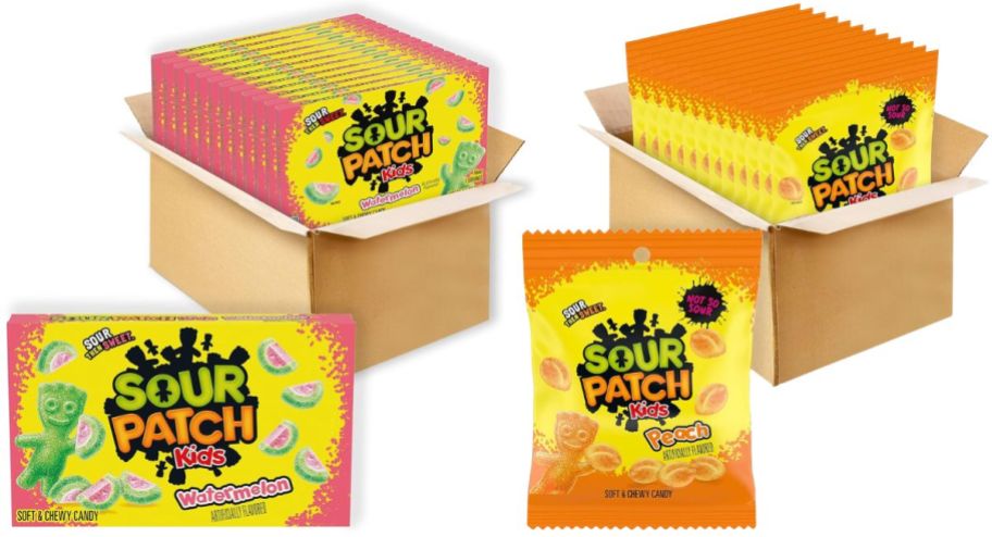 stock image of sour patch kids bulk boxes