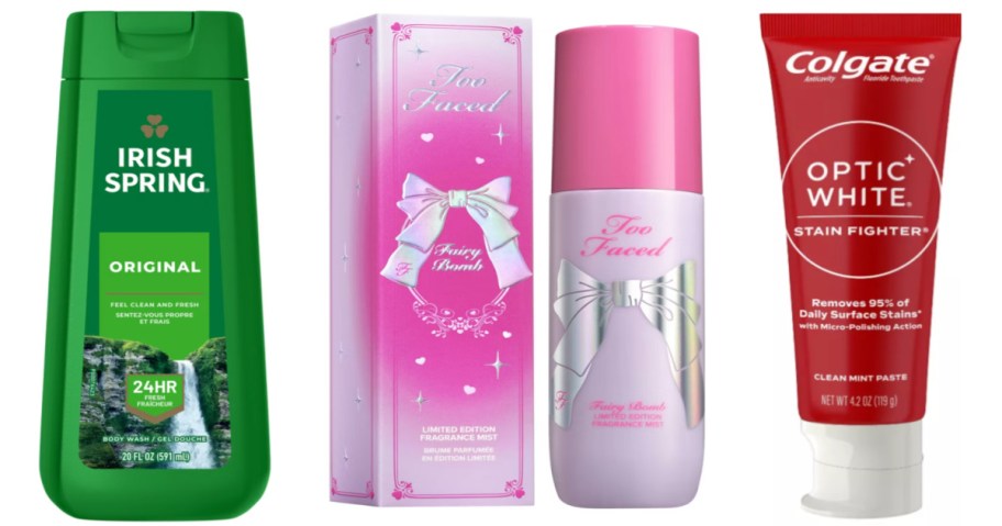 body wash, perfume and toothpaste