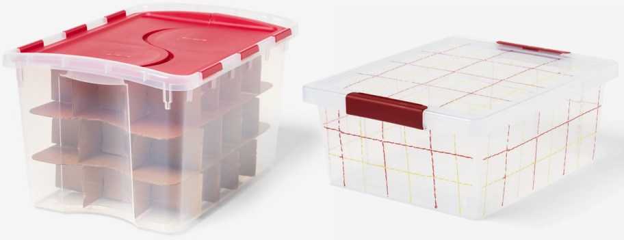 two clear christmas storage containers
