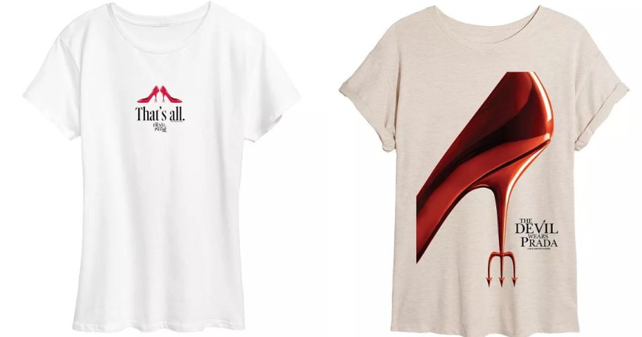 Stock images of two The Devil Wears Prada T-Shirts