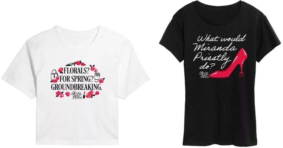 Stock images of two The Devil Wears Prada T-Shirts
