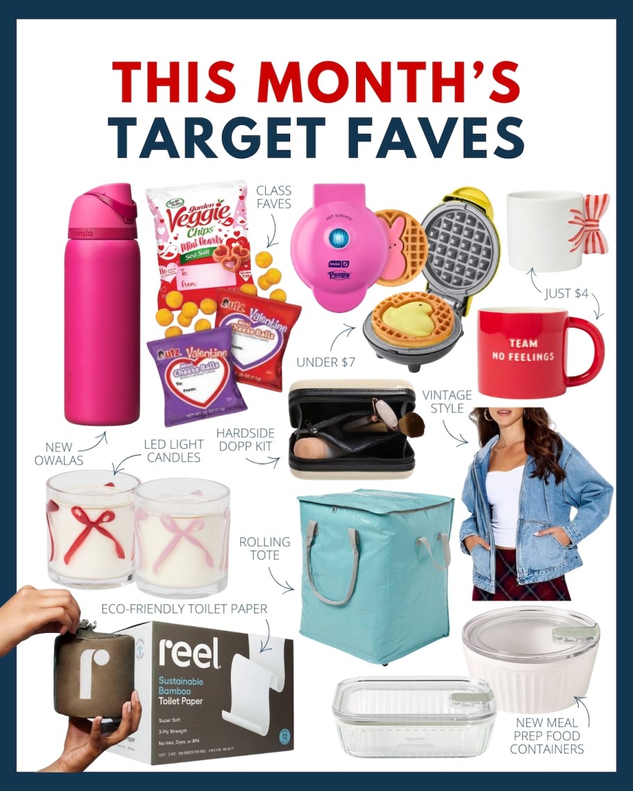 this month's target faves graphic with various stock images 