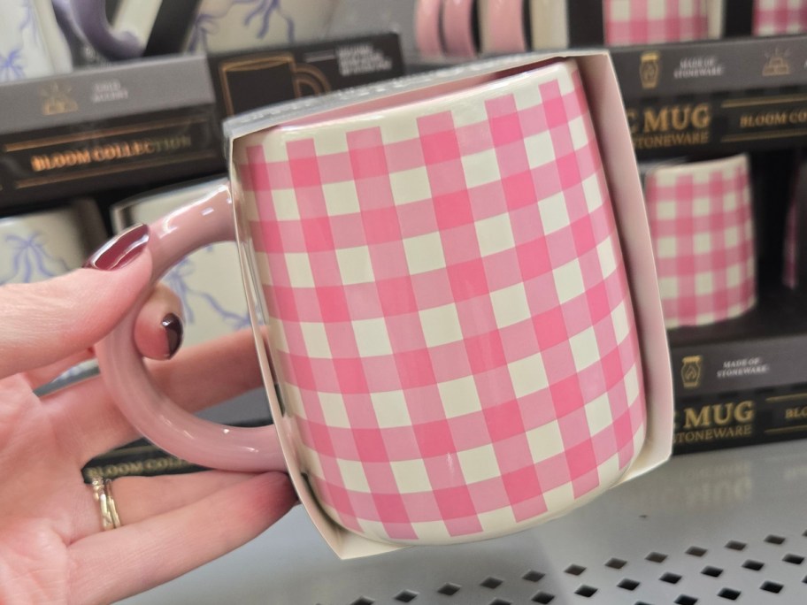 Thyme & Table Mug in pink gingham