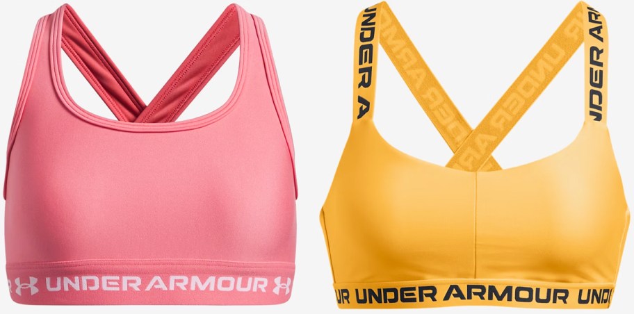 pink and orange sports bras