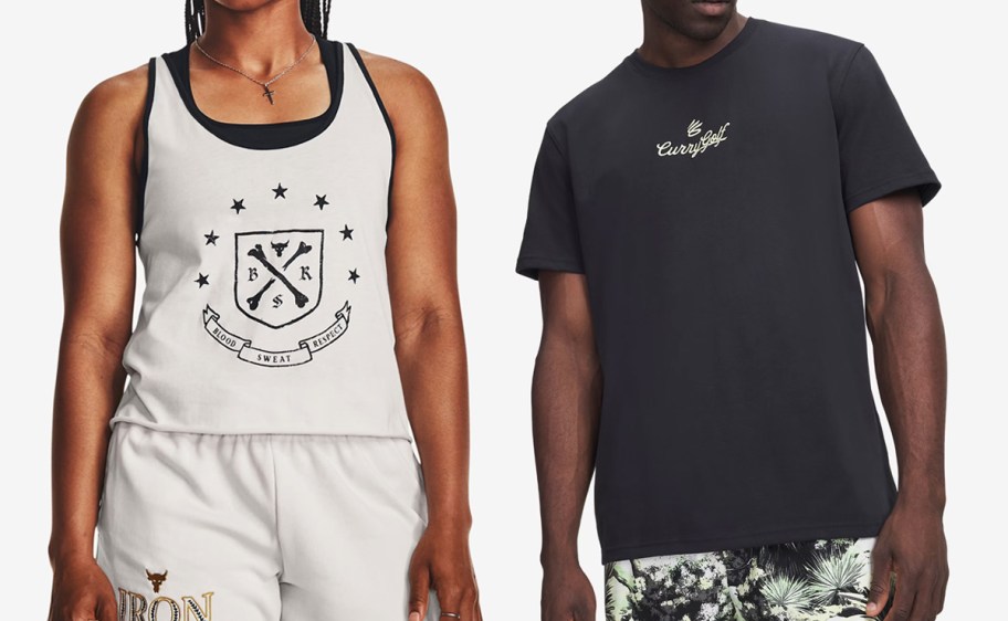 woman in white tank top and man in black tshirt