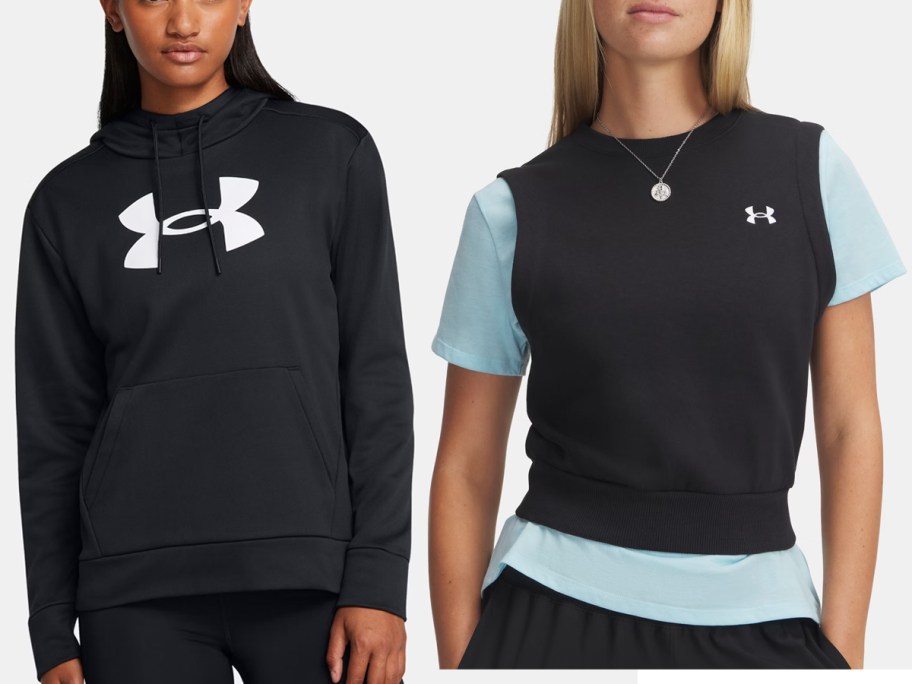 Under Armour Women's Armour Fleece Big Logo Hoodie, UA Rival Fleece Sleeveless