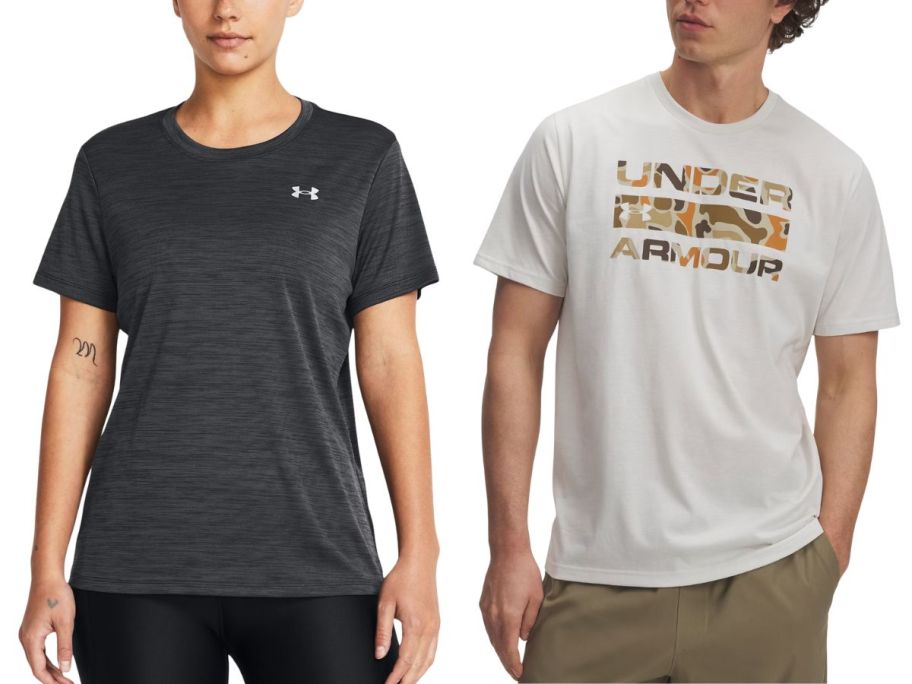 stock image of under armour woman and men clothing