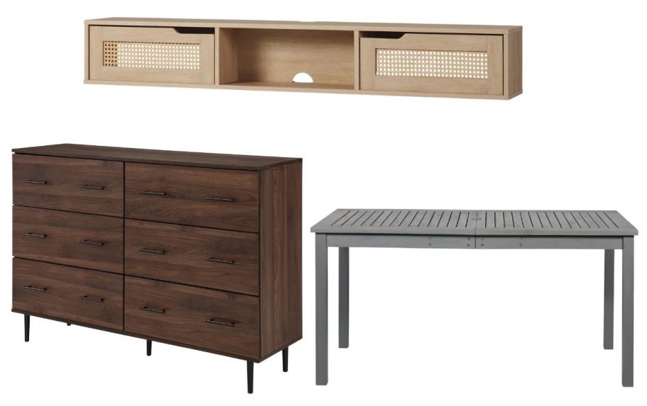 three different walker edison furniture pieces