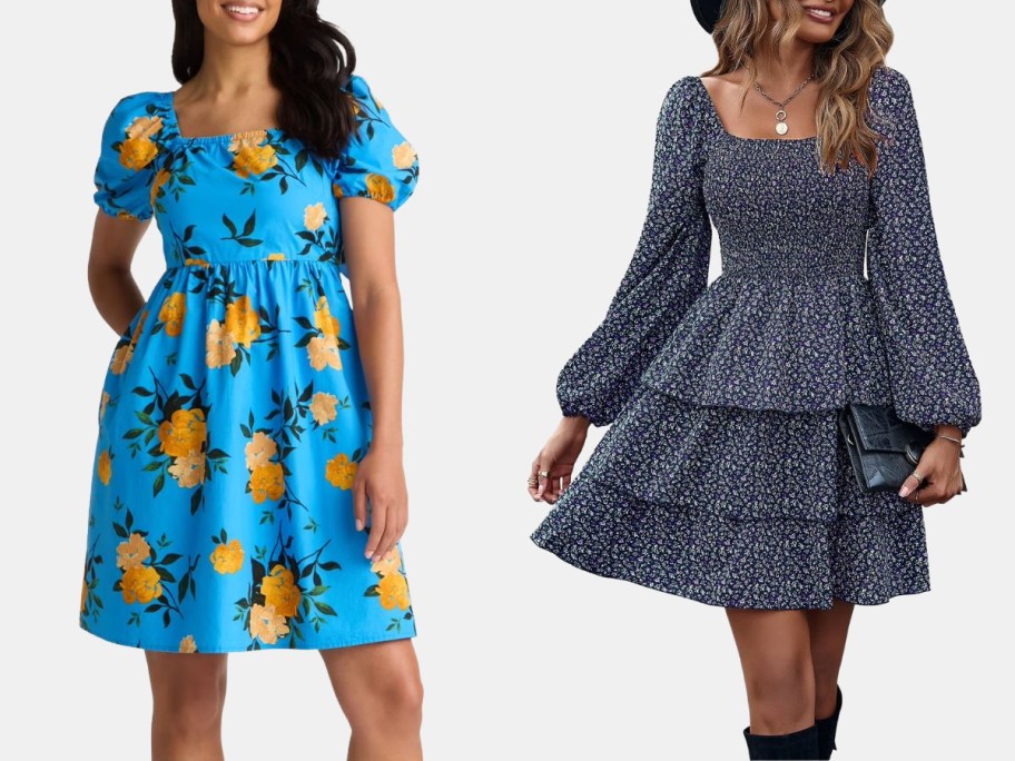 Stock images of two women wearing Walmart Dresses
