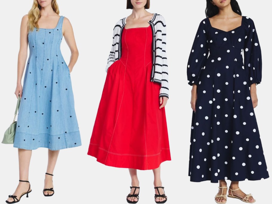 Stock images of 3 women wearing Walmart dresses