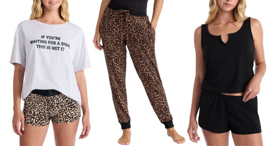 3 women wearing pajamas 