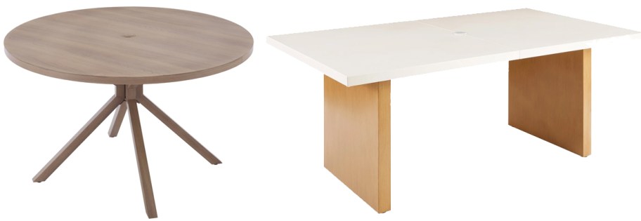round and rectangular patio tables
