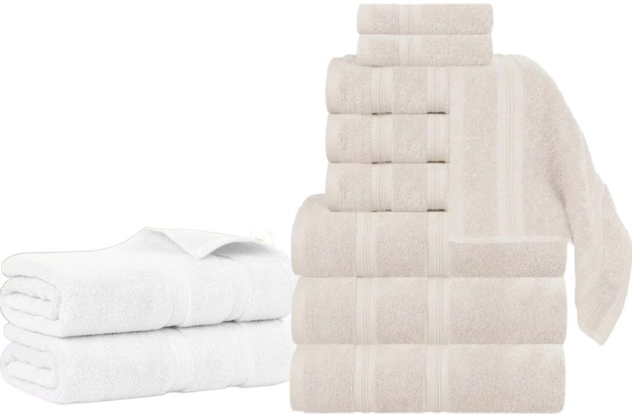 Stock images of superior bath sheets and a bath towel set