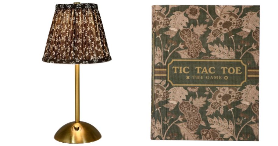 Walmart vintage floral lamp and tic tac toe game box