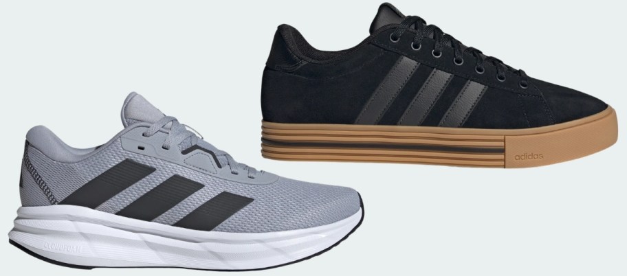mens gray and black sneaker and black sneaker