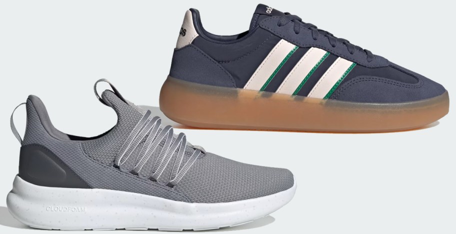 grey and blue adidas sneakers