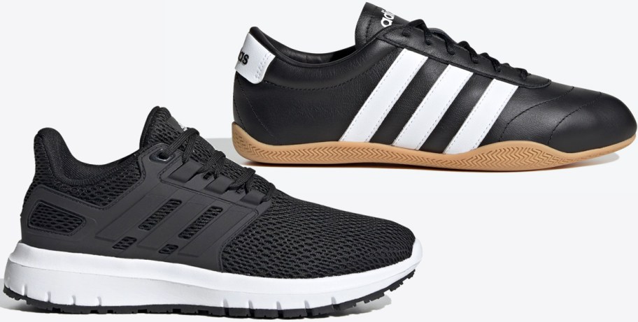 two black adidas sneakers