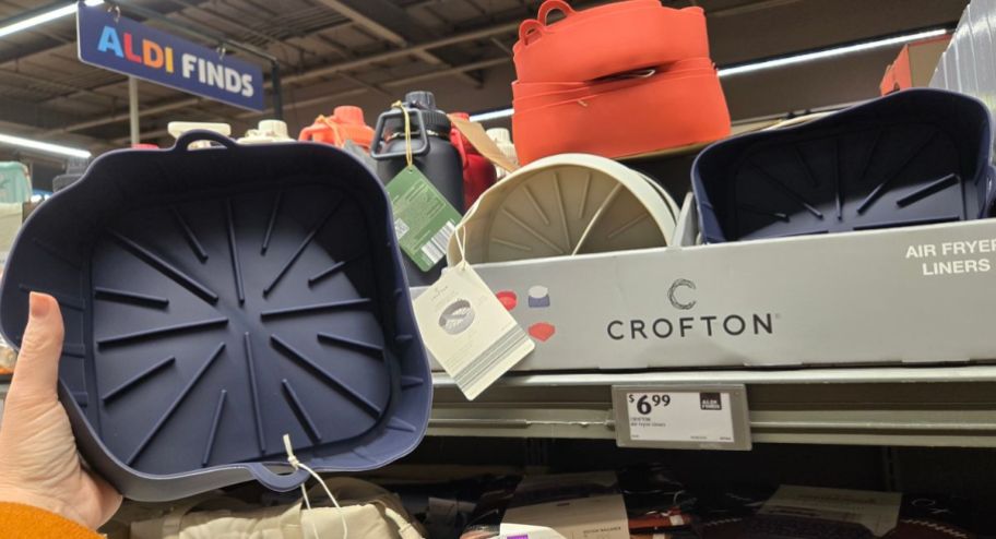 air fryer liner in different shapes on display at the store