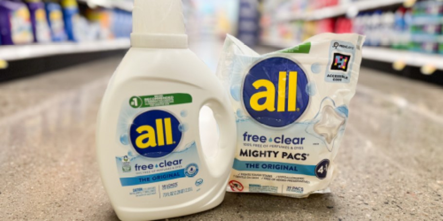 $3 Off all® free clear Laundry Detergent at Kroger (No Dyes & No Perfumes!)