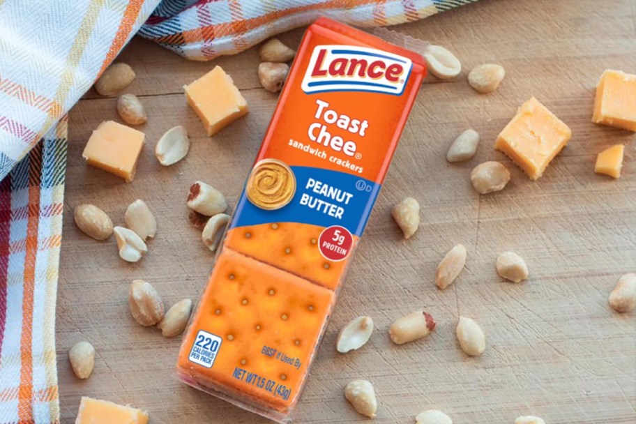 cheddar and peanut butter sandwich crackers in a pack