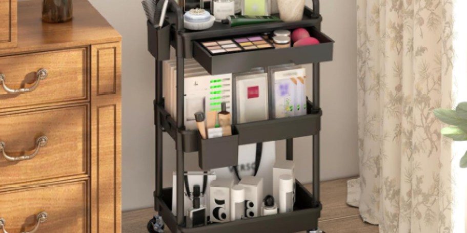 Highly Rated 3-Tier Rolling Cart w/ Drawer Just $22 Shipped for Prime Members (Reg. $30)
