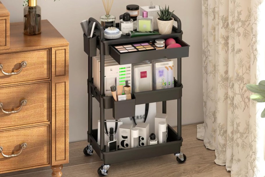 Highly Rated 3-Tier Rolling Cart w/ Drawer Just $22 Shipped for Prime Members (Reg. $30)