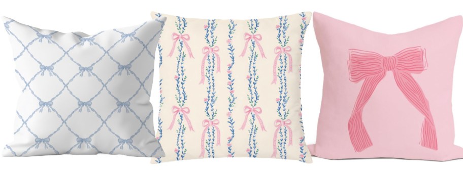 three bow pillows