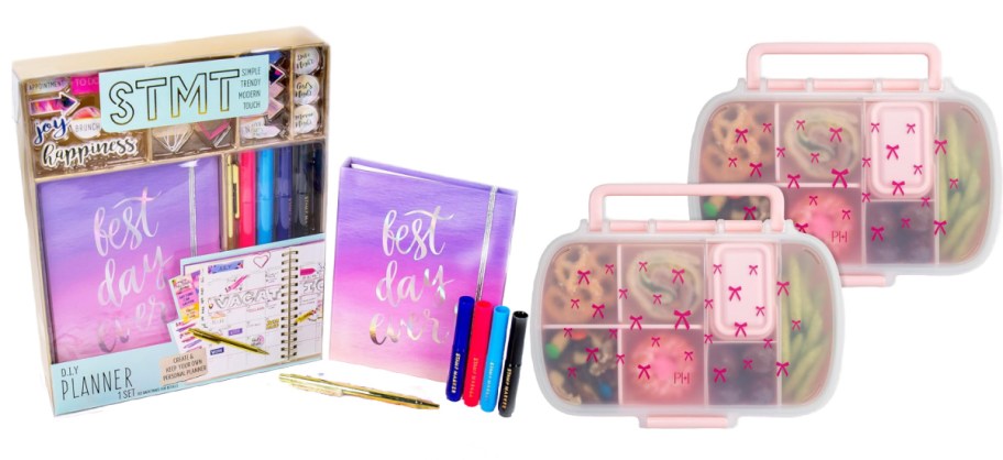 planner set and two bow bento boxes