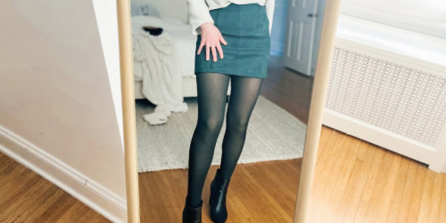 Fleece-Lined Tights Just $9.49 on Amazon | Looks Like Pantyhose, But Warmer!