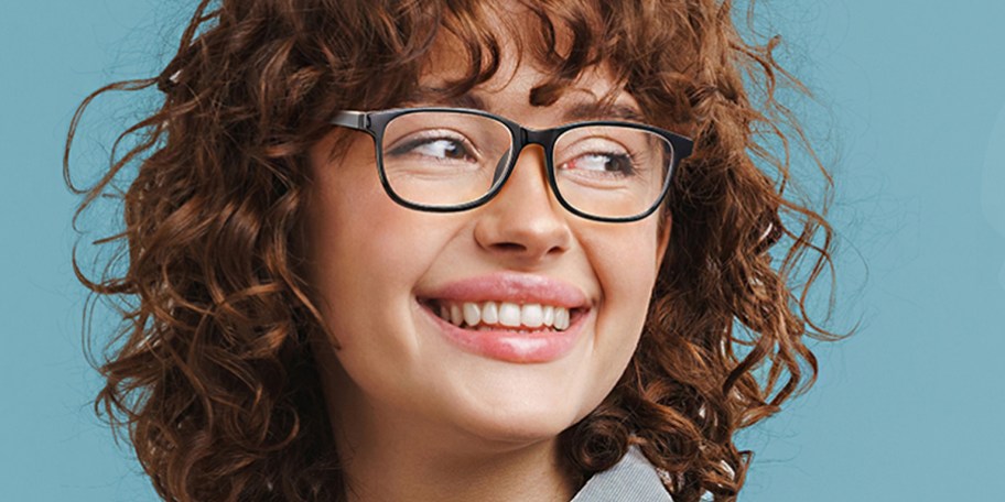woman wearing black glasses