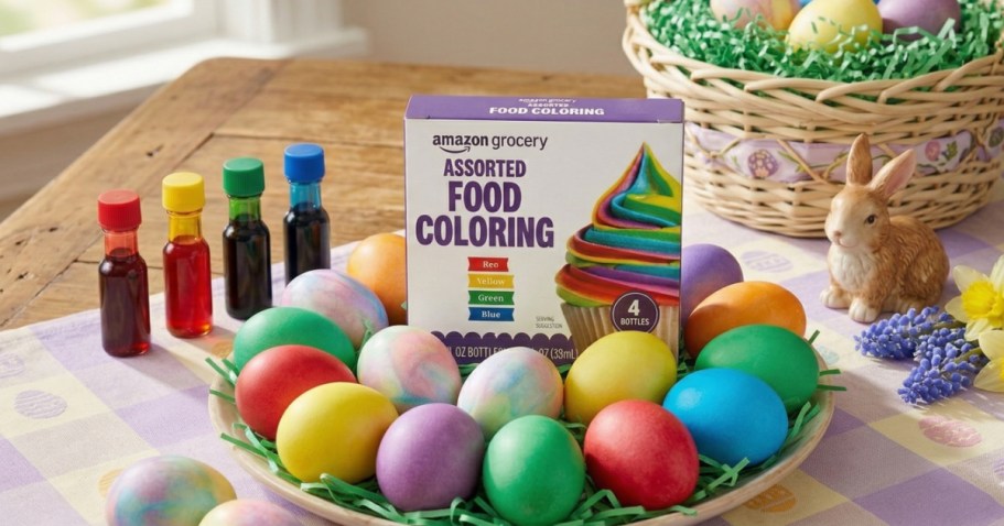 Amazon Grocery Food Coloring 4-Pack Only $1 Shipped | Perfect for Dyeing Easter Eggs