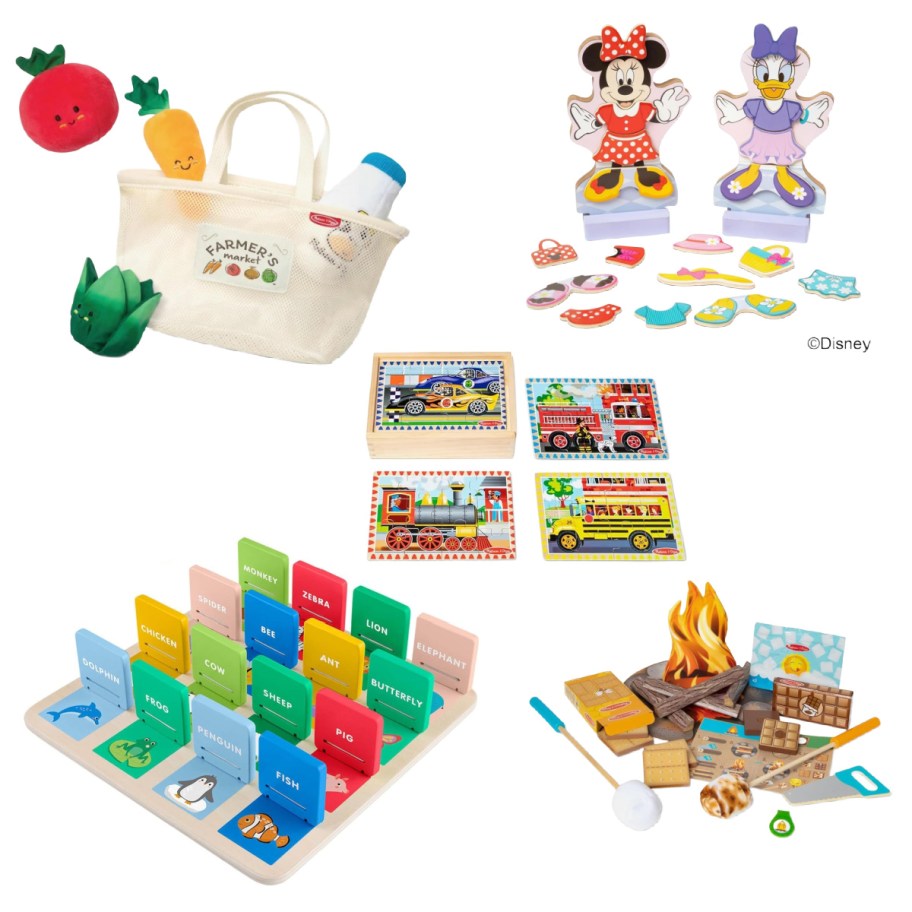 minnie mouse puzzle, farmers market toy, and more puzzles