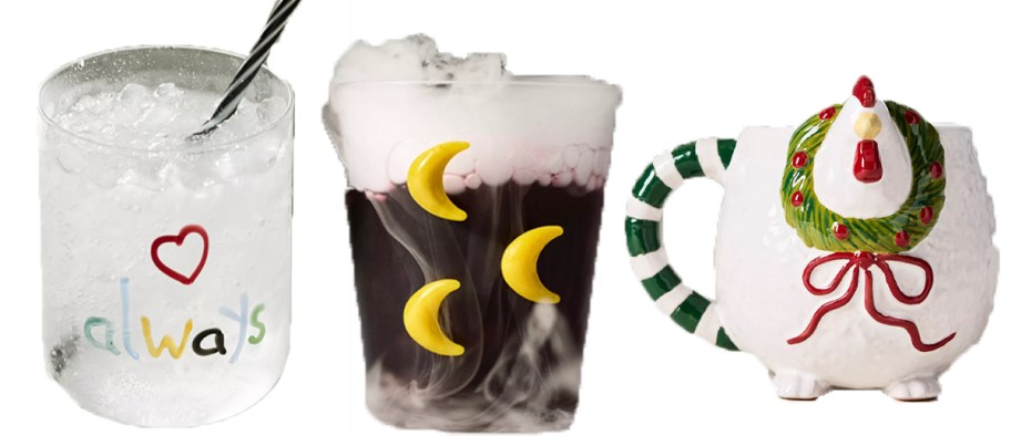 heart, star, and wreath glasses 