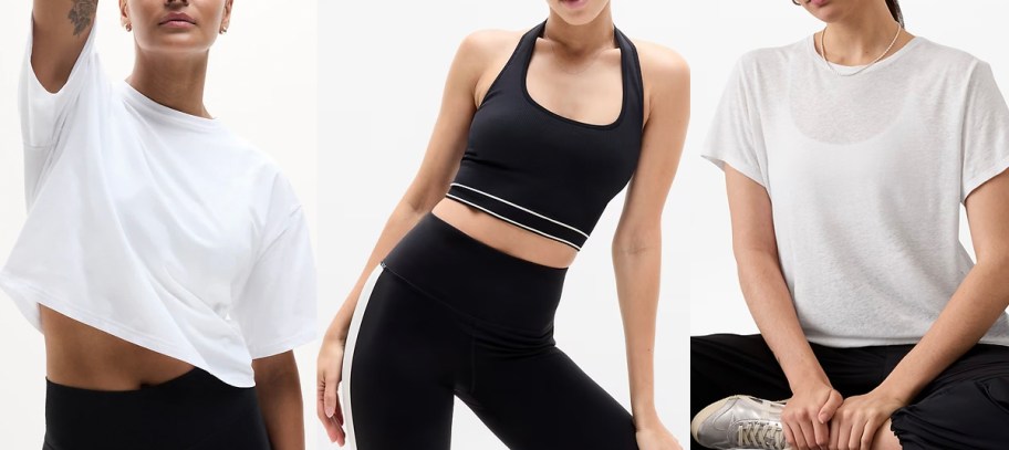 women wearing white and black tops 